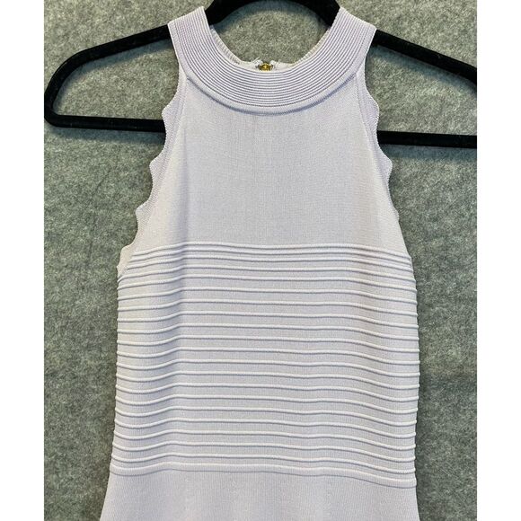 ELIZA J Scalloped Fit & Flare Sweater Dress Size XS Lilac Mini Sleeveless Spring - Picture 3 of 15